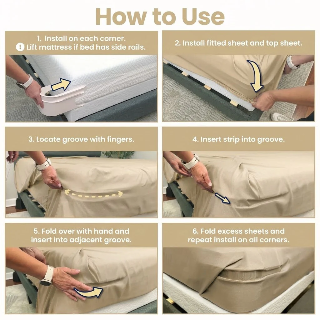 Daphtora® Fitted Bed Sheet Holders Firm Sheet Grip with Invisible Strips - Image 4